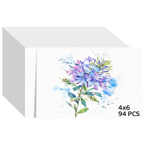 94 Sheets Watercolor Paper 4x6, 140lb/300gsm Cold Press Watercolor Paper Bulk, Cotton Water Color Paper, White Drawing Paper for Sketching, Acrylic, Gouache, Watercolor Supplies for Kids Adults - size: 4x6 Inch-94 Sheets