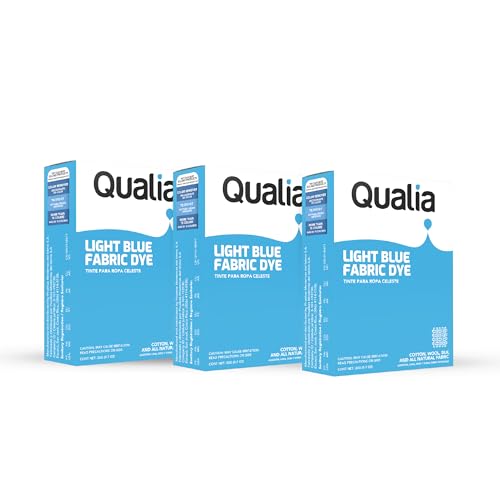 Qualia All Purpose Powder Fabric Dye, Easy to Use Dye for Natural Fabrics: Cotton, Wool, Silk, Wood, & Linen, Ultra Concentrated Colors, Light Blue, 3 Pack - color: Light Blue, size: 3