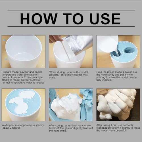 Babys Hand and Foot Casting Kit, Hand Sculpture Kit Couple, Hands Mold Powder Model Making Kits, Plaster Statue Molding Kits, 3D Mold Maker, for Crafts Memorial Thanksgiving Adults Children