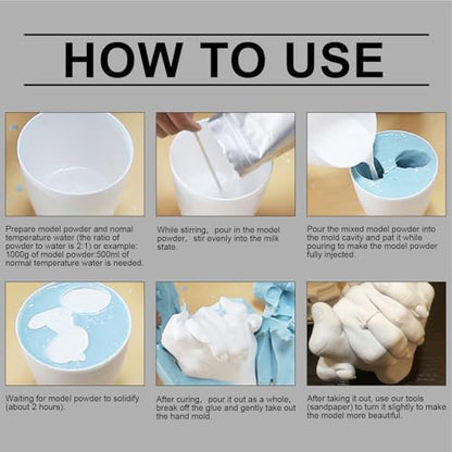 Babys Hand and Foot Casting Kit, Hand Sculpture Kit Couple, Hands Mold Powder Model Making Kits, Plaster Statue Molding Kits, 3D Mold Maker, for Crafts Memorial Thanksgiving Adults Children