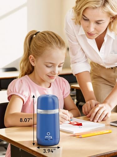 JARLINK Automatic Electric Pencil Sharpener - Hands-Free Operation, 3 Sharpness Modes, 3-Second Sharpening, Rechargeable & Portable for 7-12mm Pencils, Ideal for Classroom and Home Use (Blue) - color: Blue