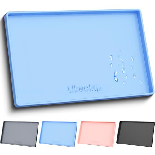 ukeetap Extra Thick Silicone Mat Waterproof with Raised Edge 34" x 22", Under Sink Mat for Kitchen & Bathroom, Kitchen Cabinet Liner, Multi-Purpose for Storage & Protection, Blue - color: Blue, size: 34"L x 22"W