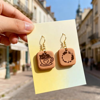 4 Sheets Coffee Pattern Clay Texture Mat Coffee Beans Polymer Clay Texture Sheets DIY Tools for Pottery Earring Jewelry Making Stamp Engraving Machines, 3.9x2.6inch - color: Coffee Pattern