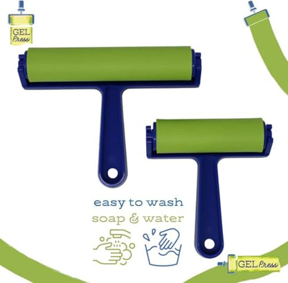 Gel Press Rubber Brayer - for Printmaking, Scrapbooking, Paper Crafts, Home Decor & More - 6 Inches, Blue & Green - size: 6 inch brayer
