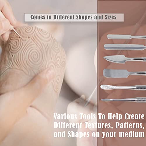 A2ZScilab - Stainless Steel Spatula Wax & Clay Sculpting Tool Carver Set, Carving Pottery Tools - Sculpture Shaper Polymer Modeling Tools for Clay, Pottery, Ceramics Artwork & Holiday Crafts (10PC) - style: 10PC