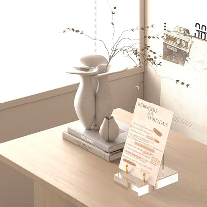 Acrylic Easel Display Stand with Adjustable Gold-Toned Hardware for Pictures, Crystal Clear Acrylic Stand with Floating Appearance for Cookbook, Invitation and Plates
