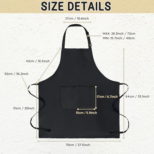 Chef Apron for Men and Women Wash Free Bib Apron with 2 Pockets Water & Oil Proof Adjustable Aprons - color: Black