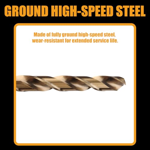 29-Piece M2 High Speed Steel Drill Bit Set, 135° Split Point & Precision Ground Tip for Metal, Alloy Steel, Wood & Plastic, Black with Indexed Round Storage Case (1/16”–1/2” by 64ths)