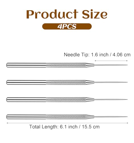 4 PCS Pottery Needle Tool, 6 Inch Clay Needle Tool Stainless Steel Needle Tools for Clay Set for Sculpting, Dotting & Carving (Silver)
