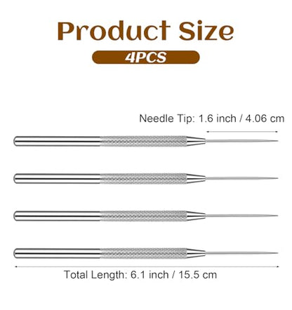 4 PCS Pottery Needle Tool, 6 Inch Clay Needle Tool Stainless Steel Needle Tools for Clay Set for Sculpting, Dotting & Carving (Silver)