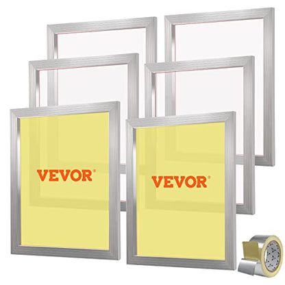 VEVOR Screen Printing Kit, 6 Pieces Aluminum Silk Screen Printing Frames, 20x24inch Silk Screen Printing Frame with 305 Count Mesh, High Tension Nylon Mesh and Sealing Tape for T-Shirts DIY Printing - size: 20x24inch