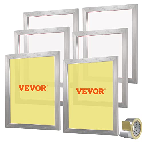 VEVOR Screen Printing Kit, 6 Pieces Aluminum Silk Screen Printing Frames, 20x24inch Silk Screen Printing Frame with 305 Count Mesh, High Tension Nylon Mesh and Sealing Tape for T-Shirts DIY Printing - size: 20x24inch