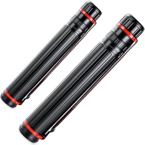 DEWEL 2Pcs Adjustable Poster Tube 30"-51" and 25"-42.5", Waterproof Plastic Fishing Rods Storage Tube, Telescopic Poster Roll Artist Drawing Tube with Strap for Drawing, Blueprints, Maps, Flip Chart - color: Black (Striped), size: Large and X-Large