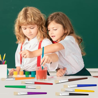 20 Pcs Kids Paint Brushes Bulk - Round & Flat, Easy Clean & Hold Toddler Brushes for Acrylic, Oil, Watercolor Washable Paint - color: 20 Pack