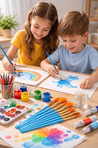 Acrylic Paint Brush Set, 15 pcs Nylon Hair Paint Brushes for All Purpose Oil Watercolor Face Body Rock Painting Artist, Small Painting Brush Kits for Kids Adult Drawing Blue - color: Blue