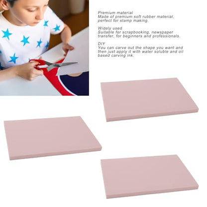 10PCS Rubber Stamp Carving Block, Soft Easy Carve Stamp Making Kit for DIY Printmaking, Premium Rubber Engraving Blocks for Scrapbooking and Craft Projects (Pink) - color: Pink