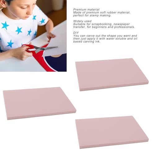 Rubber Stamp Block Easy Carving Premium Soft Rubber DIY Printmaking Stamp Making Craft Kit for Beginners Professionals Scrapbooking 10PCS 10x15x0.8cm (Pink) - color: Pink