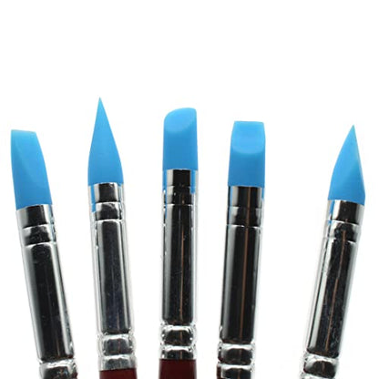 HAJXZH Set of Silicone Shapers Tools 5PCS Rubber Tip Silicon Brushes Silicone Brush Pottery Tool Used for Painting Smearing Clay Modeling Carving Pottery Mud Remove Fingerprints