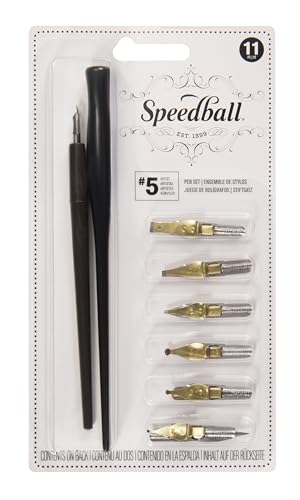 Speedball No. 5 Artists Pen Set - 2 Penholders w/ 6 Nibs, 3 Pen Tips - style: Drawing Pen Sets