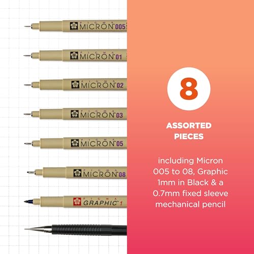 SAKURA 50203 8-Piece Pigma Manga Comic Pro Drawing Kit - style: 8 Pen Pack