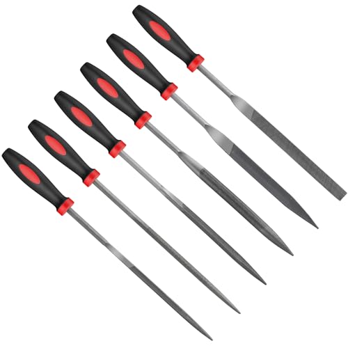 Hi-Spec 6pc Metal Small Needle Hand File Tool Set Kit. Fine Micro Steel Files. Flat, Half, Round & Triangle for Crafts, Metal & Wood Work. - size: 6 pieces