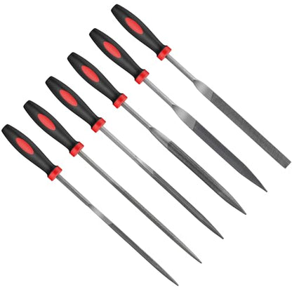 Hi-Spec 6pc Metal Small Needle Hand File Tool Set Kit. Fine Micro Steel Files. Flat, Half, Round & Triangle for Crafts, Metal & Wood Work. - size: 6 pieces