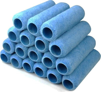 Great Andrew 18 Pack Paint Roller Covers 9 Inch 3/8-Inch Nap, Dense Fibers Large Paint Roller Kit for Painting Textured Smooth Rough Surfaces Walls Floors House - size: 18pcs, 9", Blue