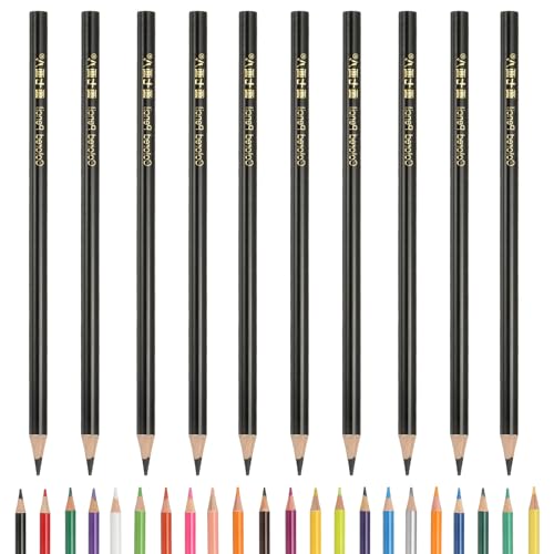 PATIKIL Colored Pencils, Black Color Drawing Pencils with Oil-Based Cores Art Scrapbook Supplies for Adult Coloring Books Artists Beginners Drawing Sketching, 10 Pcs - color: Black