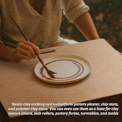 Calpalmy Clay Wedging Board with Convenient Built-in Handle - 12 x 18" Portable Clay Board for Ceramics, Clay Crafts, and Pottery - Sturdy 9mm Thickness MDF Tote Board for Clay Art Enthusiasts - size: 18"x12" (9mm thick)
