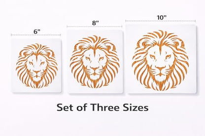 Lion Stencil – Wildlife Animal Art Stencil for Painting, Crafting and DIY Projects (3 Pcs Set) - style: Lion