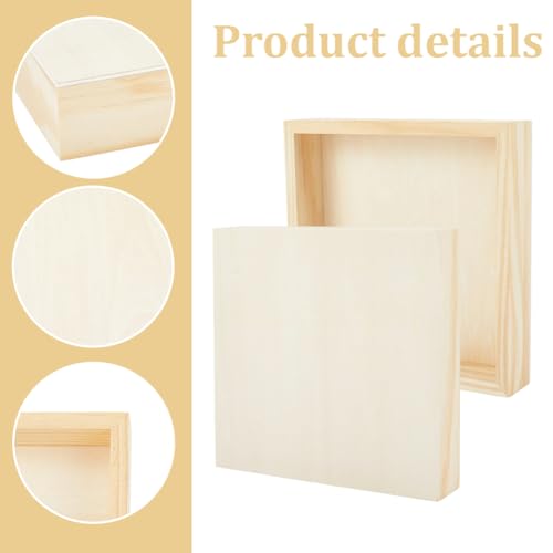 3Pcs Unfinished Wooden Canvas Panels 8x8 Inch Wood Canvas Board Craft Wood Panel Boards for Painting Arts Pouring Use with Oils Acrylic DIY Art Crafts Projects Home Decor - size: 8x8 Inch