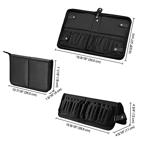 BYOOTIQUE Makeup Brush Bag Foldable Holder Organizer Portable Travel Artist Case - color: Classic Black