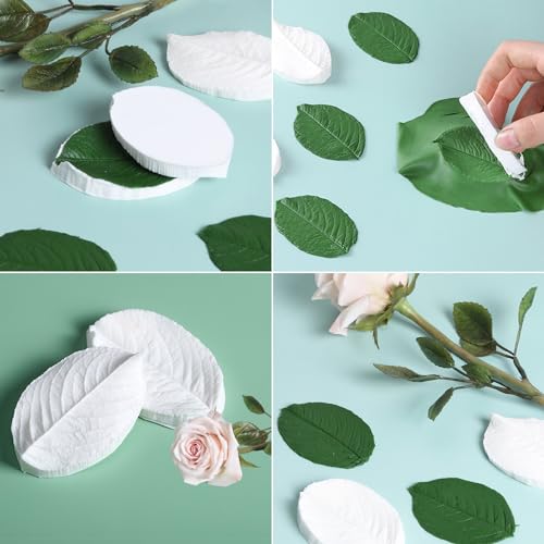 KALAIEN 31Pcs Austin Rose Cutter Set Rose Petals Silicone Fondant Mould Veining Petal Sugar Flower Making Tool - color: Austin Rose Cutter Set(31pcs)