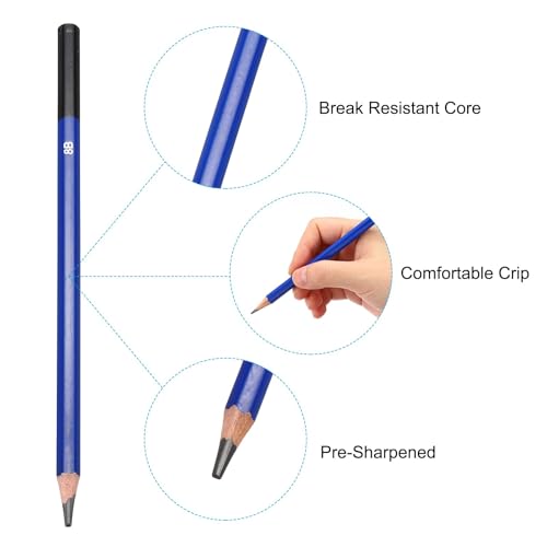 PATIKIL 8B Drawing Pencils for Sketching, 6PCS Sketch Pencils for Drawing Art Pencils Graphite Wood Pre-sharpened for Drawing Sketching Artists, 8B Pencils - size: 1 Count (Pack of 1), style: 8B
