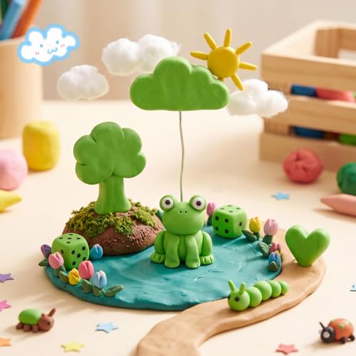 VioraWhite 40 Pcs 21oz Air Dry Clay Bulk Modeling Ultra Lightweight Foam Modeling Clay for Kids Adults DIY Crafts Party Arts and School Project Gifts Supplies(Green) - color: Green