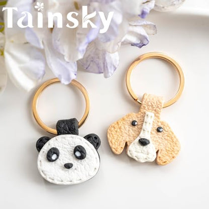 TAINSKY Animals Keychain Polymer Clay Cutter, Cute Polymer Clay Keychain Cutters, Boho Clay Cutters for Polymer Clay Jewelry, 10 Shapes Keychain Cutter, Panda Polymer Clay Earring Cutters-B - color: Keychain -C