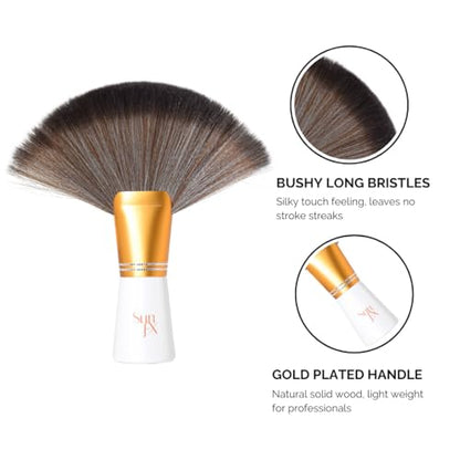 SunFX Finishing Powder Brush | Large Professional Fan Brush for Salon Use | Perfect For Spray Tan Powder | White - color: White