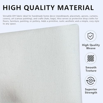 Canvas Fabric, 60" Wide Medium Weight 8 oz Duck Fabric for Quilting, Sewing, Crafts, Painting, Drop Cloths (White) - color: White, size: 60''x80''