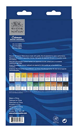 Winsor & Newton Cotman Watercolor Paint Set, 20 Colors, 5ml (0.17-oz) Tubes - style: 20 Tube Set 5ml