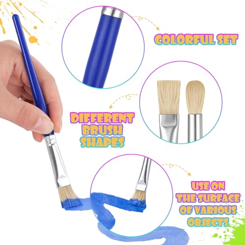 YGAOHF Kids Paint Brush Set, 10 Pcs Round and Flat, Easy Hold and Clean Toddler & Preschool Brushes for Acrylic, Oil, Watercolor, Washable Paint - color: 10pcs
