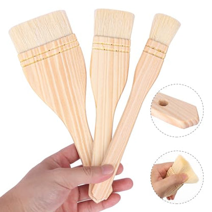 12 PCS 1/2 / 3 Inches Flat Hake Brushes, Hake Brush with Wood Handle, Sheep Hair Hake Paint Brushes for Watercolor, Pottery, Painting Arts, Crafts - size: 12 PCS