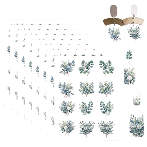 12 Sheets Flowers and Grass Transfer Paper for Polymer Clay, 5.82X3.93 inch Transfer Sheets Polymer Clay, Print Polymer Clay Transfer Paper for DIY Art Jewelry Earrings Making - color: Flowers and Grass