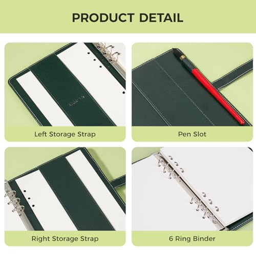 Lightwish Watercolor Sketchbook, 100% Cotton 300gsm Hot Press, 5.8" x 8.2", 20 Sheets, A5 Binder Bound & Refillable, Acid Free Paper for Artists, Adults, Students, Travel Art Journal - color: British Retro - Green