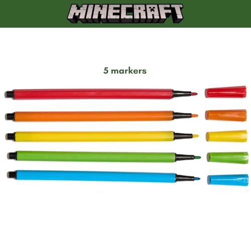 Minecraft Sketchbook for Kids with Washable Markers, 86 Blank Pages Spiral Bound, Green - color: Minecraft