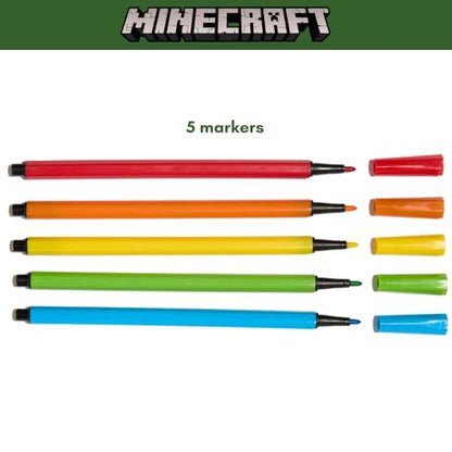 Minecraft Sketchbook for Kids with Washable Markers, 86 Blank Pages Spiral Bound, Green - color: Minecraft