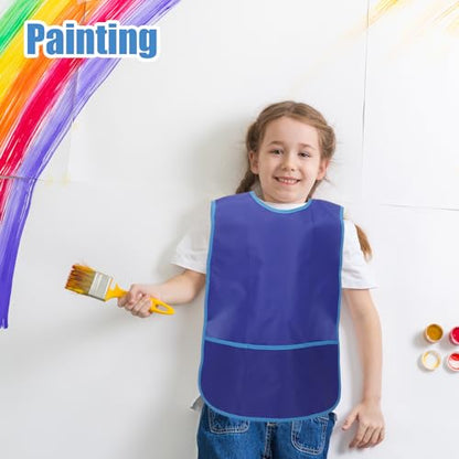 Kids Art Smock Sleeveless Painting Apron 3-8 Years | 3 Deep Pockets, Washable Waterproof Coverall for Painting, Crafts, Messy Play - Ideal for Boys Girls Classroom & Home - color: Rose Red, Red, Blue, Yellow