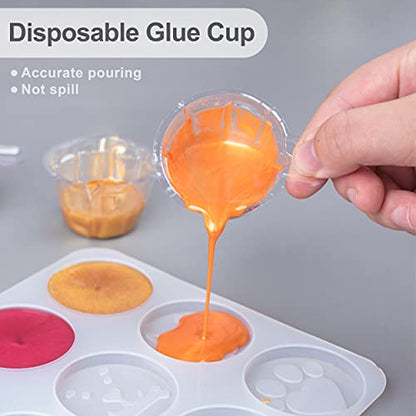 LET'S RESIN Epoxy Mixing Cups Kit,200Pcs, Plastic, 30ml Disposable Measuring Cups,50 Wooden Stirring Sticks for Paint Mixing, Jewelry Making - size: 30ML
