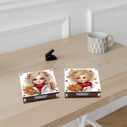 JISHSHAY 2 PCS Diamond Art Note Box Fairy Diamond Painting Note Pad Holder Elf Gem Painting Fairy Gem Art Memo Boxes Mosaic Kits for Adults Embroidery Kit Memo Pad Holder, Contains 120 Sheets of Paper - color: Elf 2