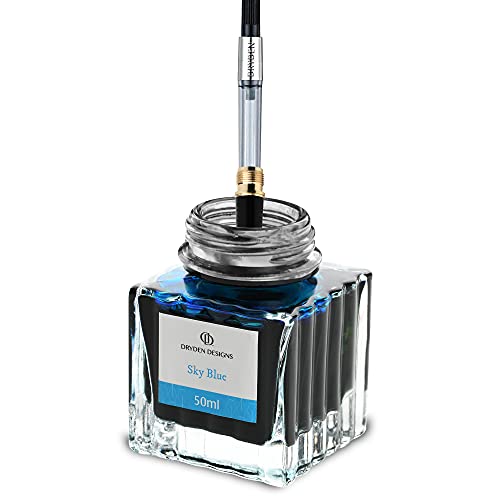Dryden Designs Ink Bottle for Fountain Pen | Luxury Edition, Smooth Flow, Compact Designed 50ml Sky Blue - color: Blue [Sky Blue] Ink Bottle