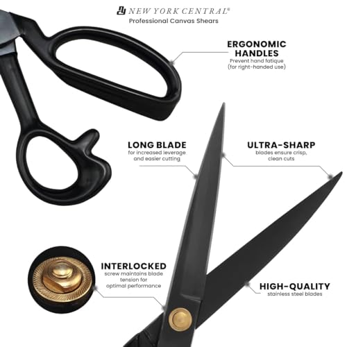 Unprimed Cotton Duck Deluxe Canvas - 12 oz. 120" x 6 Yards w/ 10" Right-Handed Canvas Shears for Artists, Painting, and Stage Design